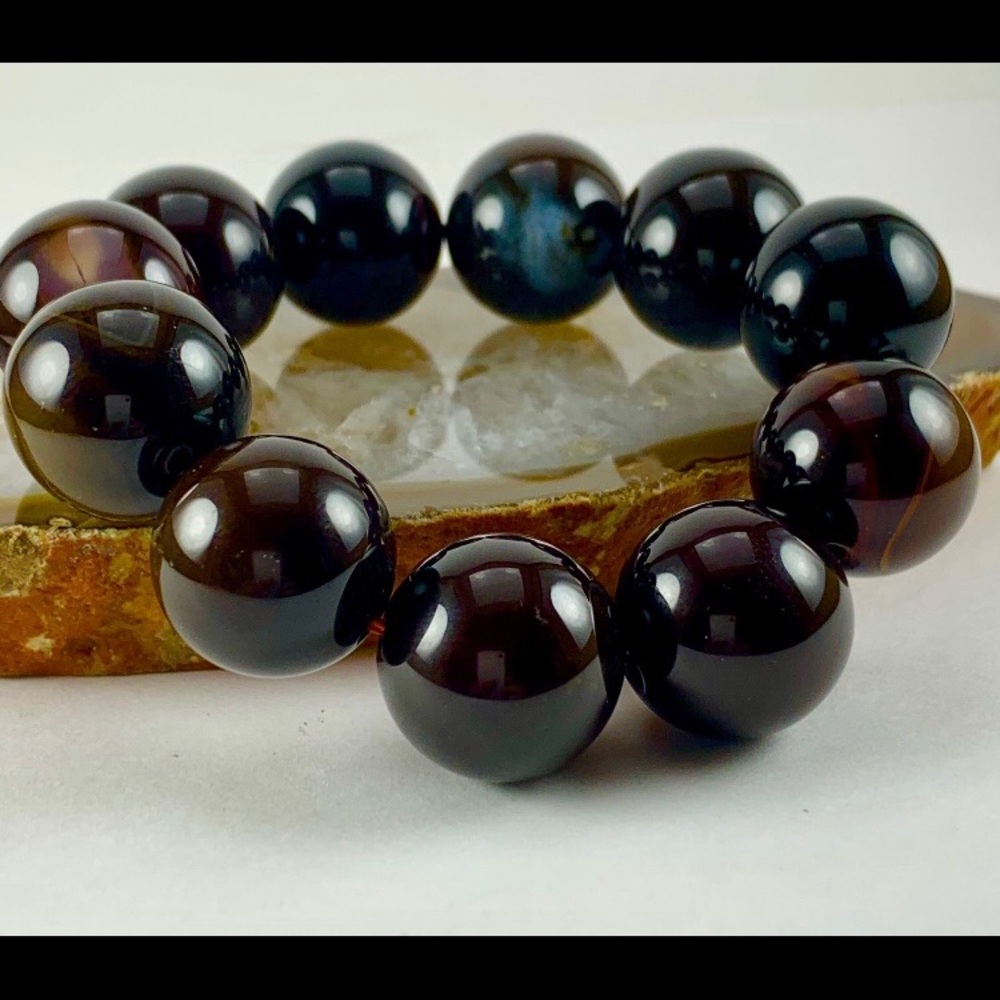 NWOT Brown Agate Bead Bracelet - Picture 5 of 6
